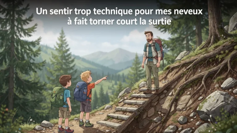 Un sentier trop technique pour mes neveux a fait tourner court la sortie